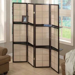 folding screen with shelves