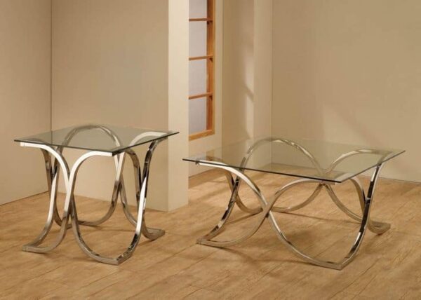 Contemporary Occasional Table Set nickel coasteressence