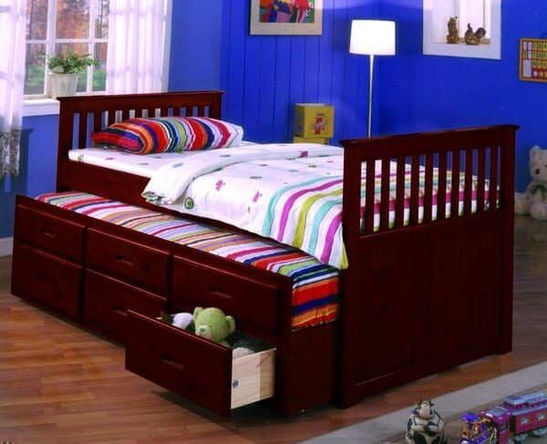 Twin Captain Bed w/Trundle & Drawers