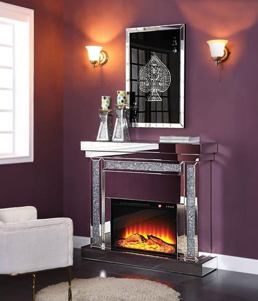 Noralie Electric Fireplace Bling Mirrored Crystal