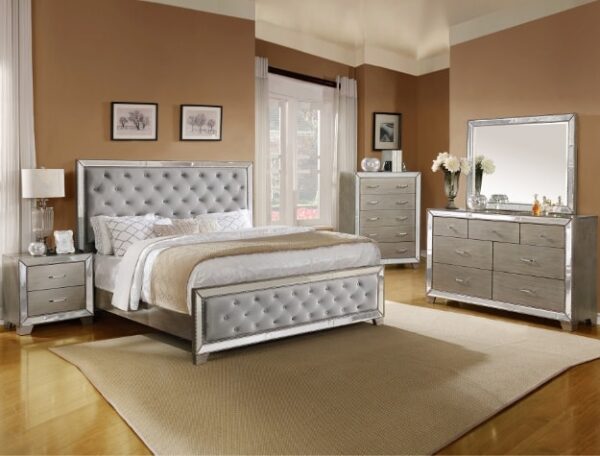 cosette bedroom set contemporary glam silver mirrored