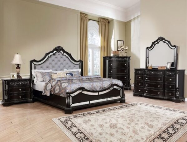 bankston mirrored bedroom set crown mark black