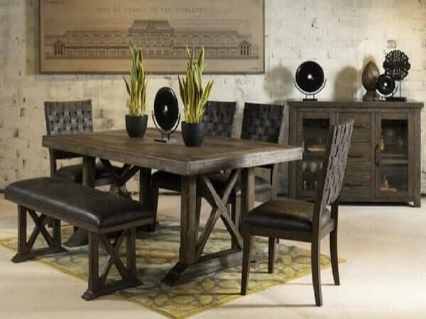 lawton rustic dining set with bench