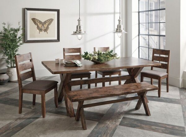 alston knotty nutmeg collection with bench rustic dining