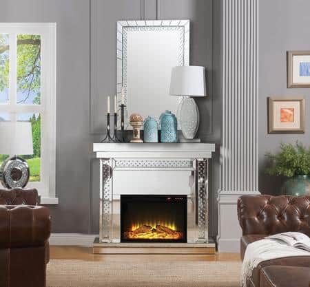 Nysa electric fireplace glam bling crystal glamorous bling mirror